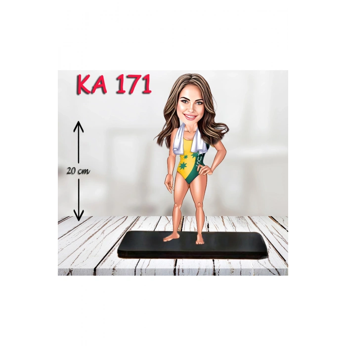 Kişiye Özel Ahşap Biblo - Sporcu Kadın Karikatür Biblo - Sporcu Biblo 13