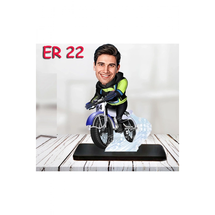 Kişiye Özel Ahşap Biblo - Motor Kullanan Erkek Karikatür Biblo 7