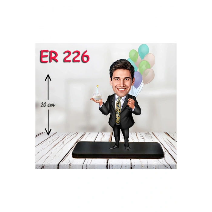 Kişiye Özel Ahşap Biblo - Takım Elbiseli Erkek Karikatür Biblo 16