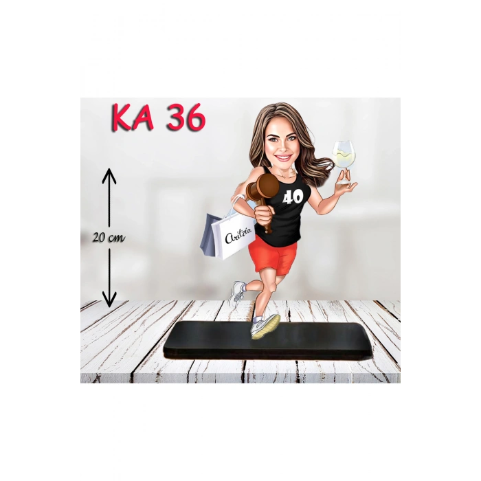 Kişiye Özel Ahşap Biblo - Sporcu Kadın Karikatür Biblo - Sporcu Biblo