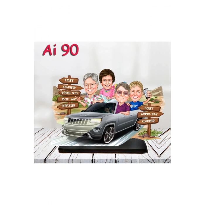 Kişiye Özel Ahşap Biblo - Aile Karikatür Biblo - 5 Kişilik Aile Biblo 13