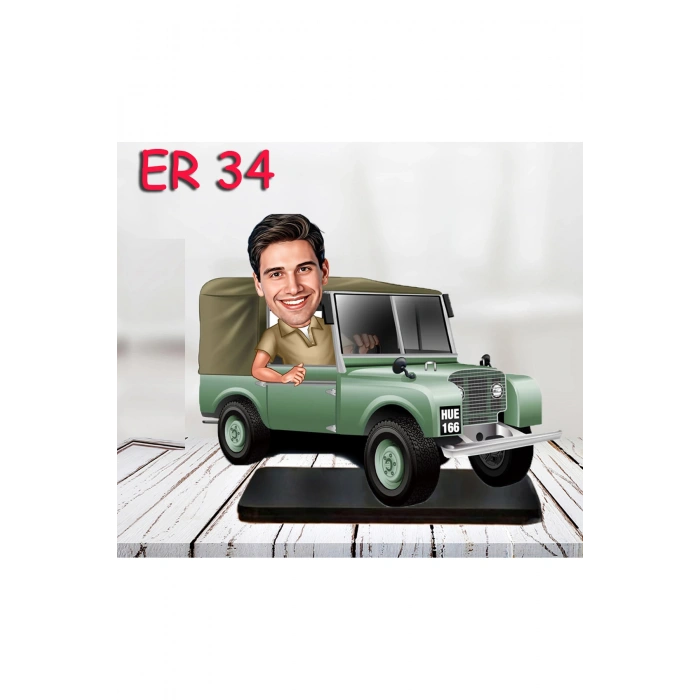 Kişiye Özel Ahşap Biblo - Araba Kullanan Erkek Karikatür Biblo