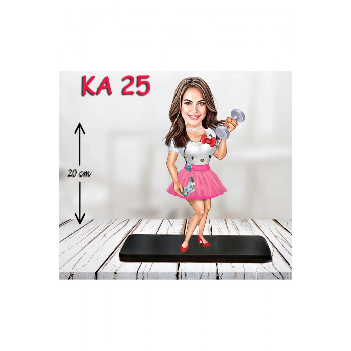 Kişiye Özel Ahşap Biblo - Süslü Kadın Karikatür Biblo 6