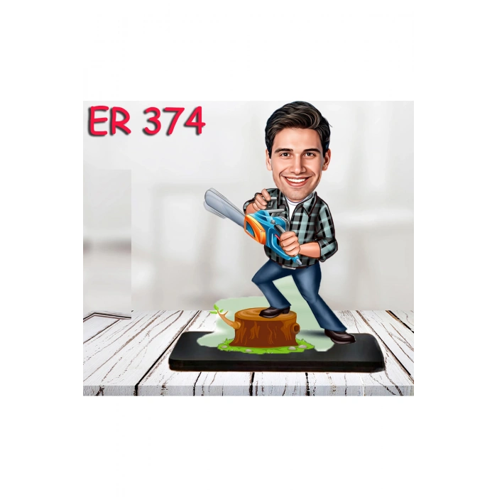 Kişiye Özel Ahşap Biblo - Erkek Meslek Karikatür Biblo 14