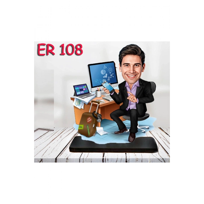 Kişiye Özel Ahşap Biblo - Masa Başı Karikatür Biblo - Erkek Biblo 18