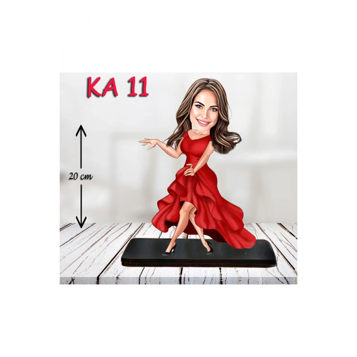 Kişiye Özel Ahşap Biblo - Süslü Kadın Karikatür Biblo 3