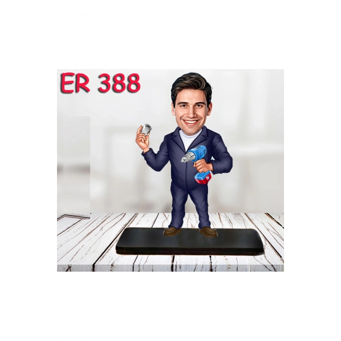 Kişiye Özel Ahşap Biblo - Erkek Meslek Karikatür Biblo 28