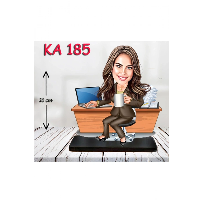 Kişiye Özel Ahşap Biblo - Masa Başı Karikatür Biblo - Kadın Biblo 11