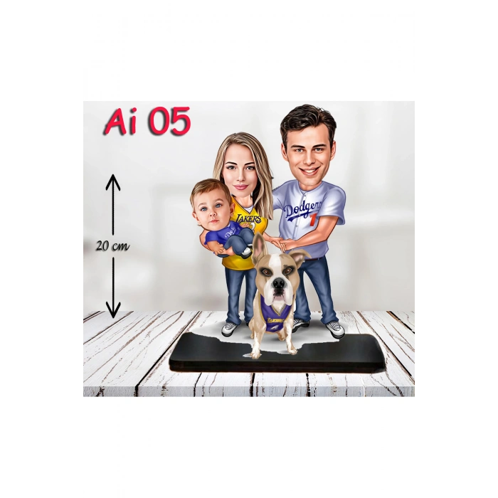 Kişiye Özel Ahşap Biblo - Aile Karikatür Biblo - 3 Kişilik Aile Biblo 6