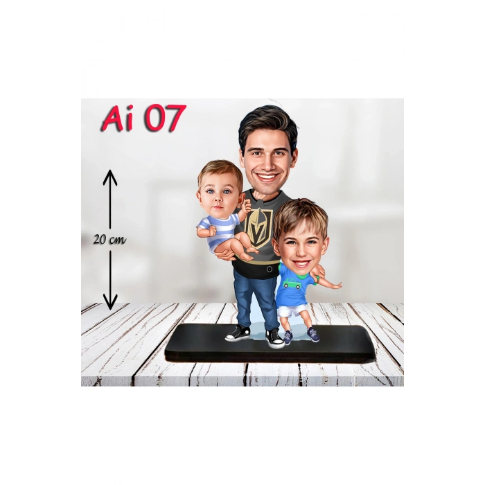 Kişiye Özel Ahşap Biblo - Aile Karikatür Biblo - 3 Kişilik Aile Biblo 6