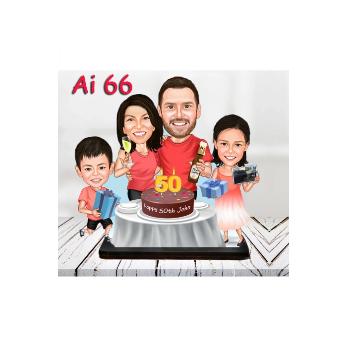 Kişiye Özel Ahşap Biblo - Aile Karikatür Biblo - 4 Kişilik Aile Biblo 23