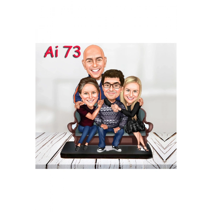 Kişiye Özel Ahşap Biblo - Aile Karikatür Biblo - 4 Kişilik Aile Biblo 30