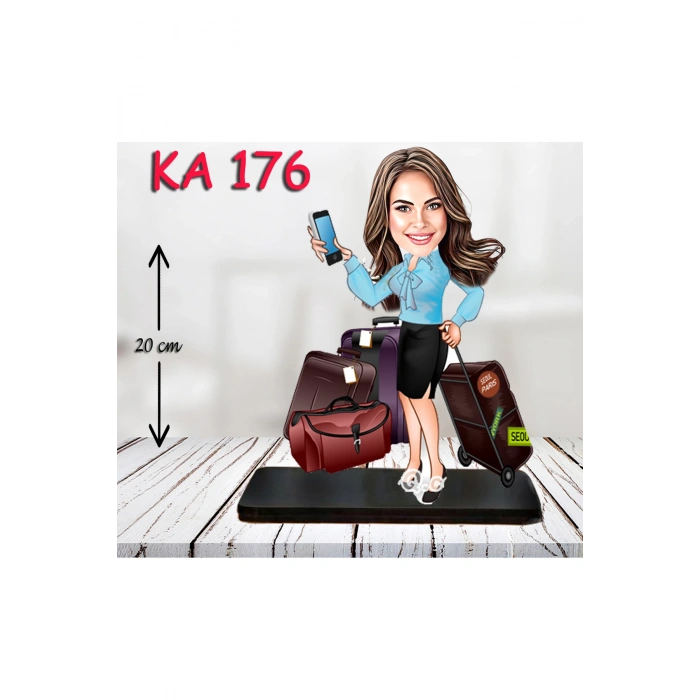 Kişiye Özel Ahşap Biblo - Süslü Kadın Karikatür Biblo 27