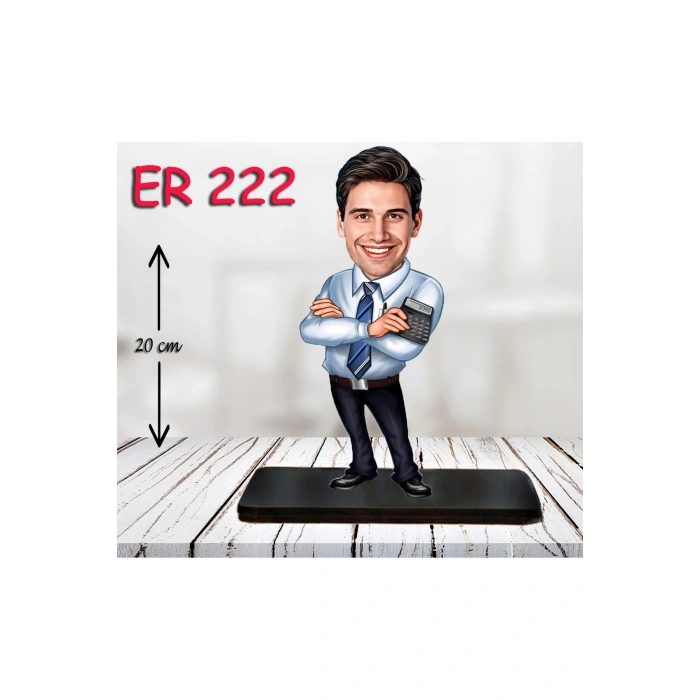 Kişiye Özel Ahşap Biblo - Takım Elbiseli Erkek Karikatür Biblo 12