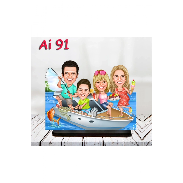 Kişiye Özel Ahşap Biblo - Aile Karikatür Biblo - 4 Kişilik Aile Biblo 40