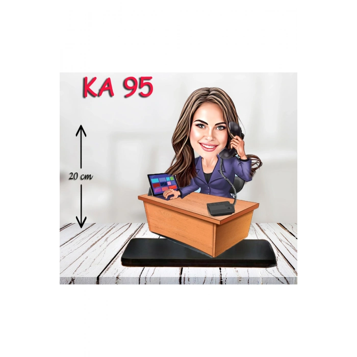 Kişiye Özel Ahşap Biblo - Masa Başı Karikatür Biblo - Kadın Biblo 6