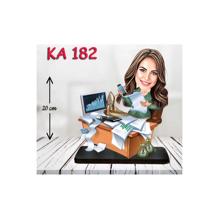 Kişiye Özel Ahşap Biblo - Masa Başı Karikatür Biblo - Kadın Biblo 9