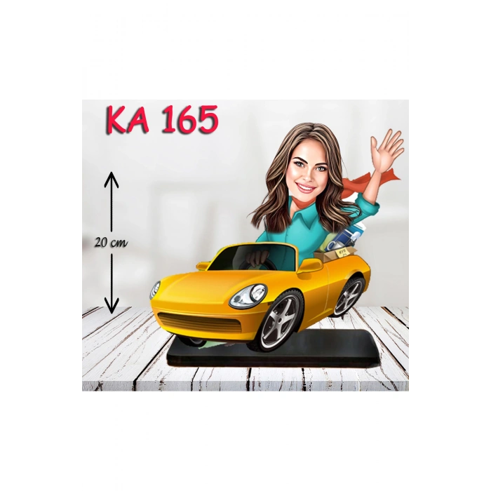 Kişiye Özel Ahşap Biblo - Araba Kullanan Kadın Karikatür Biblo 4