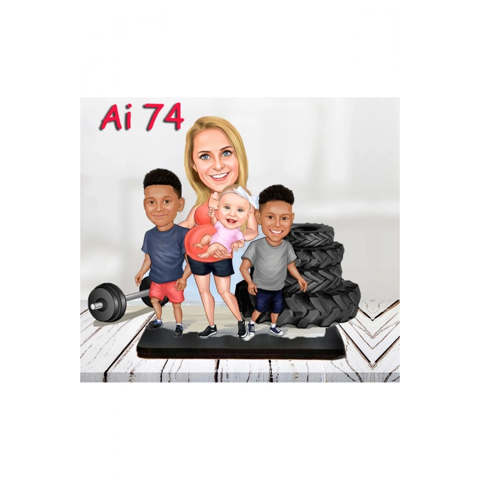 Kişiye Özel Ahşap Biblo - Aile Karikatür Biblo - 4 Kişilik Aile Biblo 31