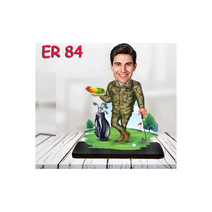 Kişiye Özel Ahşap Biblo - Erkek Asker Karikatür Biblo 9