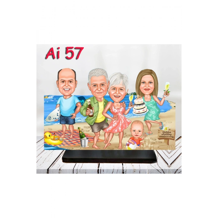 Kişiye Özel Ahşap Biblo - Aile Karikatür Biblo - 4 Kişilik Aile Biblo 24