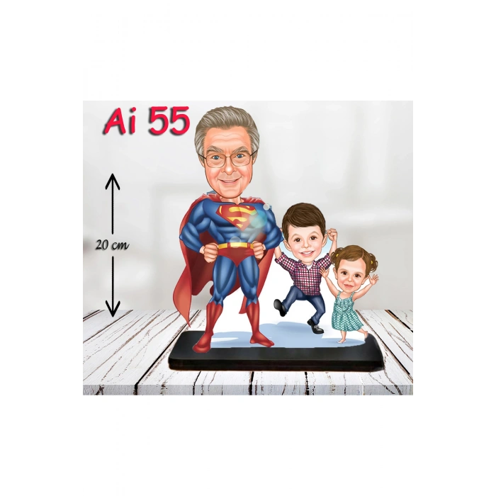 Kişiye Özel Ahşap Biblo - Aile Karikatür Biblo - 3 Kişilik Aile Biblo 15