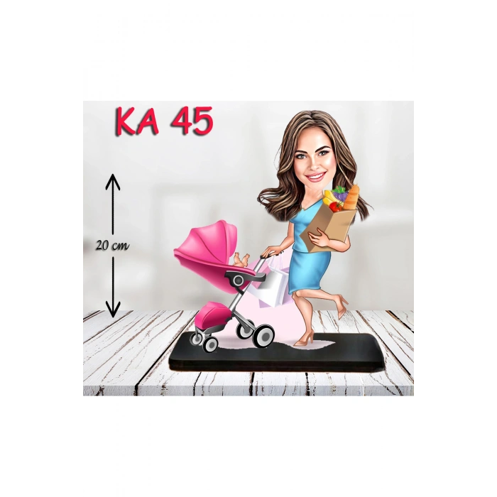Kişiye Özel Ahşap Biblo - Süslü Kadın Karikatür Biblo 9