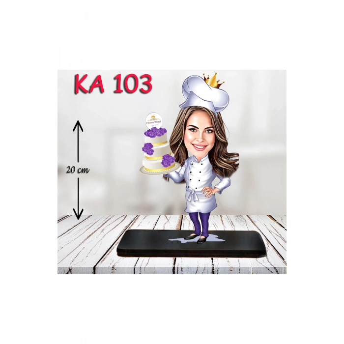 Kişiye Özel Ahşap Biblo - Aşçı Kadın Karikatür Biblo 10