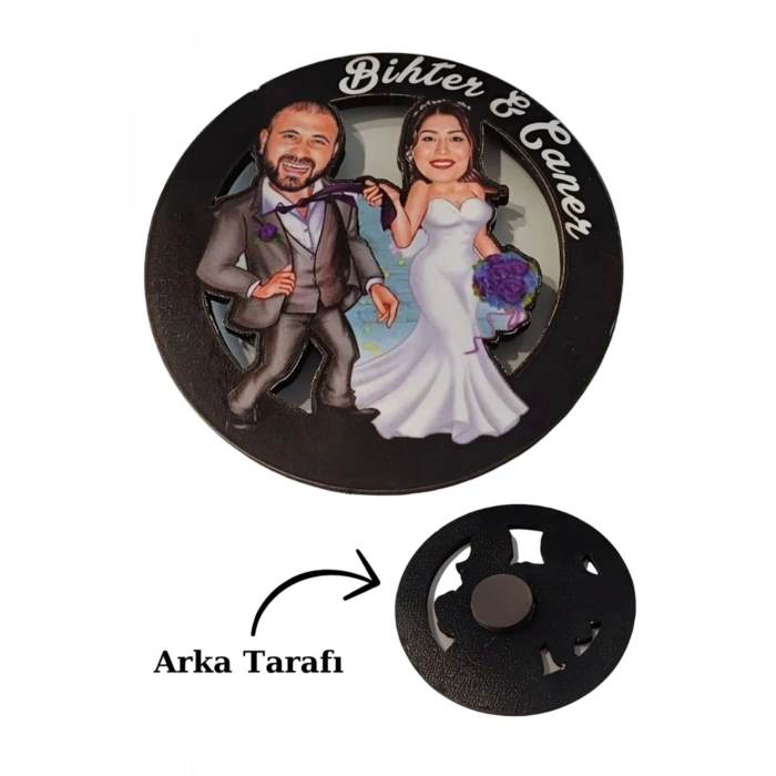 Karikatür Düğün Mağnet - Kişiye Özel Magnet - Karikatür Magnet ( 20 Adet )