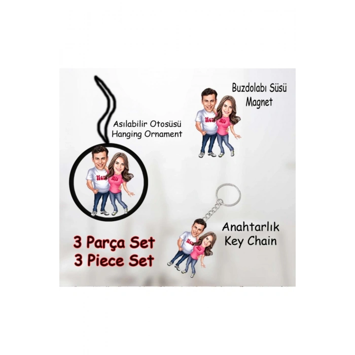 Kişiye Özel 3 Parça Aksesuar Set - Karikatür Set