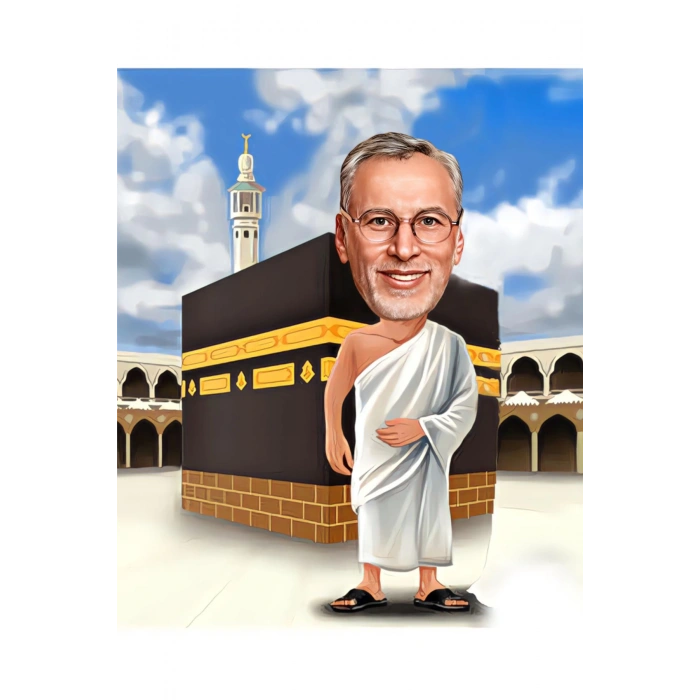 Kişiye Özel Ahşap Biblo - Hacı Karikatür Biblo - Kabe Biblo