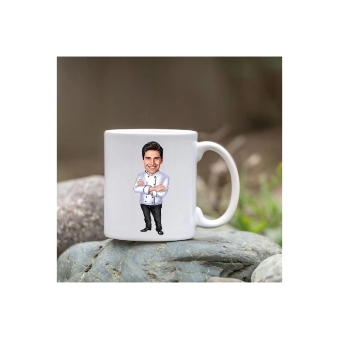 Kişiye Özel Bardak - Karikatür Bardak - Erkek Aşçı Bardak