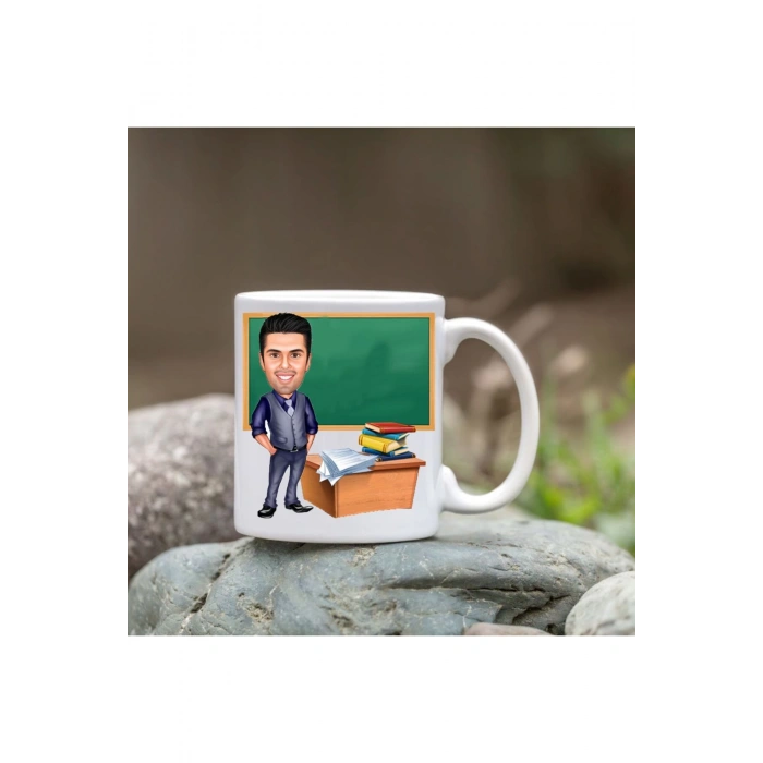Kişiye Özel Bardak - Karikatür Bardak - Erkek Öğretmen Bardağı