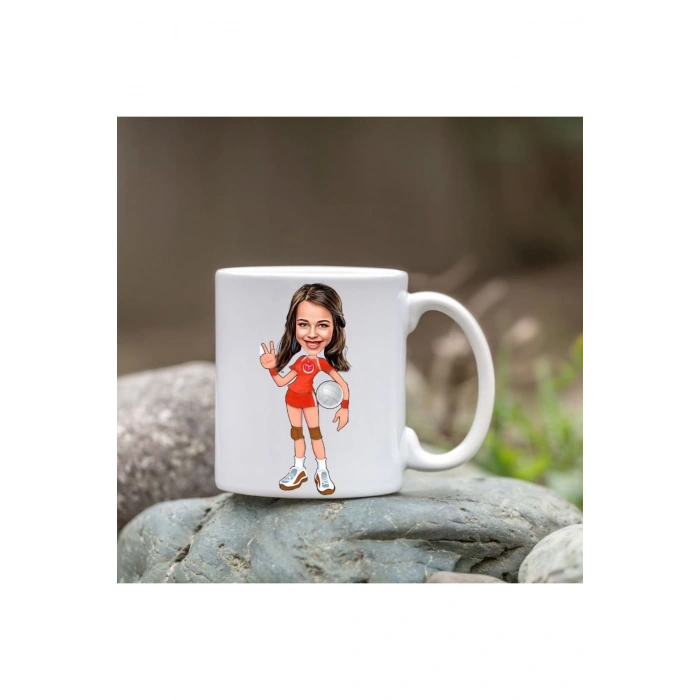 Kişiye Özel Bardak - Karikatür Bardak - Voleybolcu Bardağı