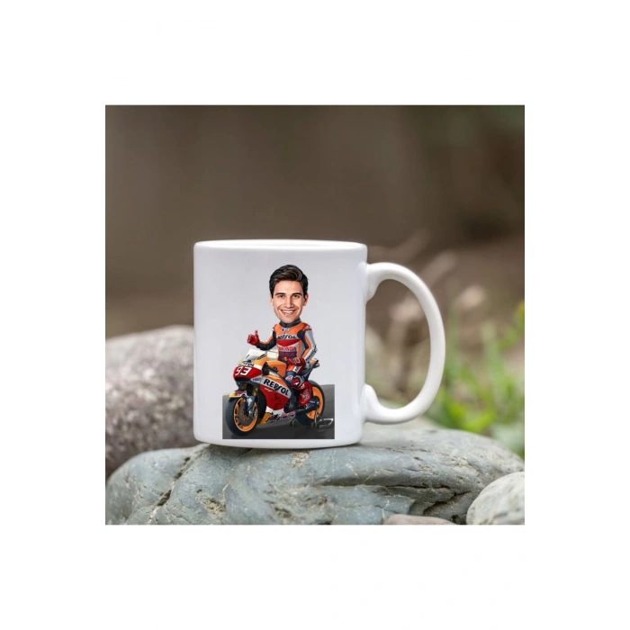 Kişiye Özel Bardak - Karikatür Bardak - Motorlu Erkek Bardağı