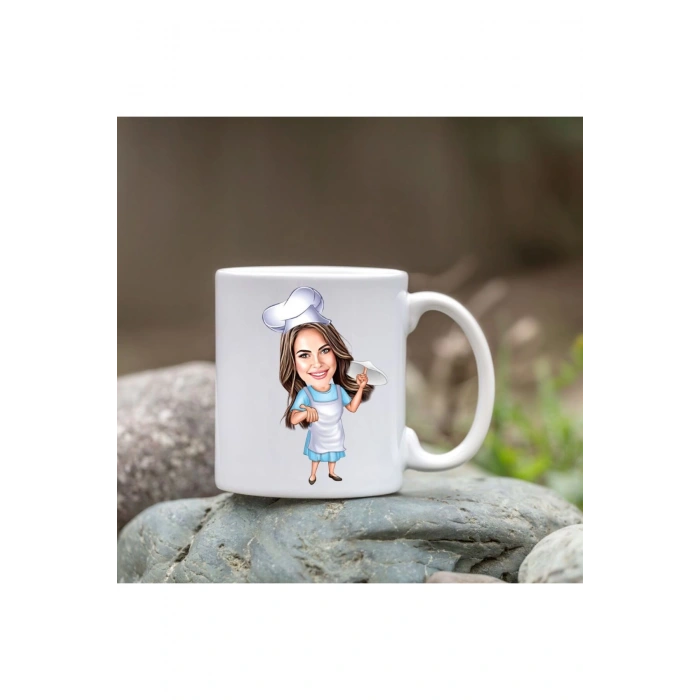 Kişiye Özel Bardak - Karikatür Bardak - Kadın Aşçı Bardak