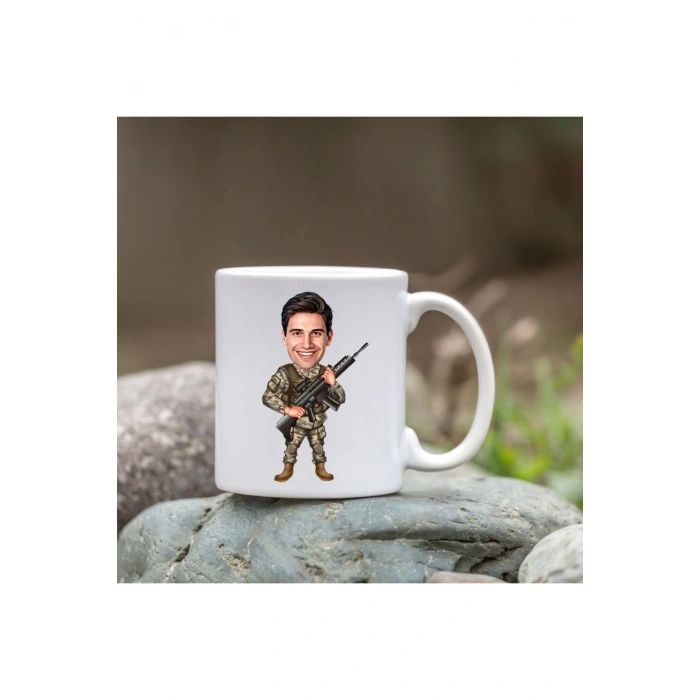 Kişiye Özel Bardak - Karikatür Bardak - Erkek Asker Bardak