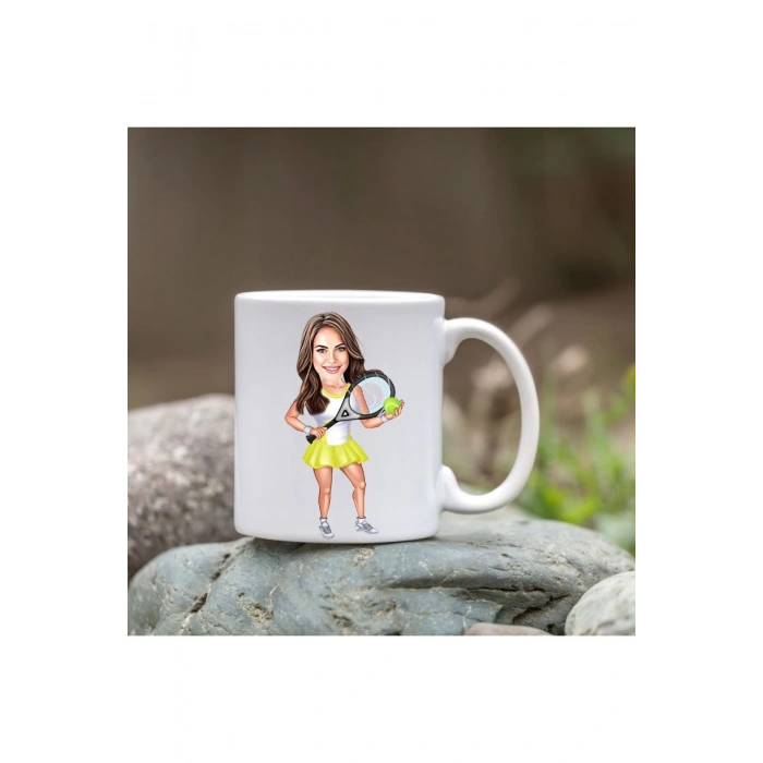 Kişiye Özel Bardak - Karikatür Bardak - Tenisçi Bardağı