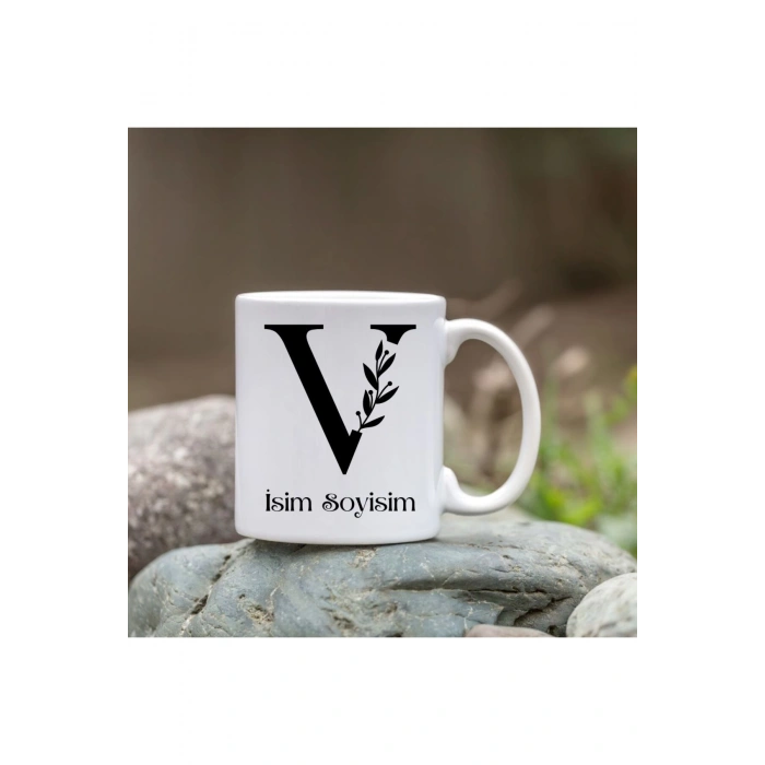 Kişiye Özel V Harfi Bardak - İsim Yazılı Bardak - İsimli Bardak
