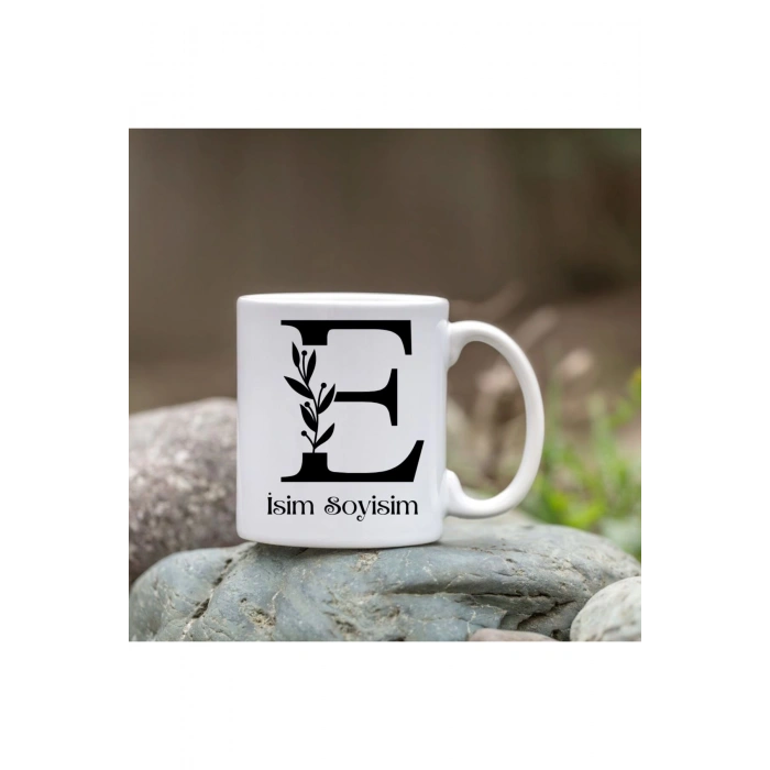Kişiye Özel E Harfi Bardak - İsim Yazılı Bardak - İsimli Bardak