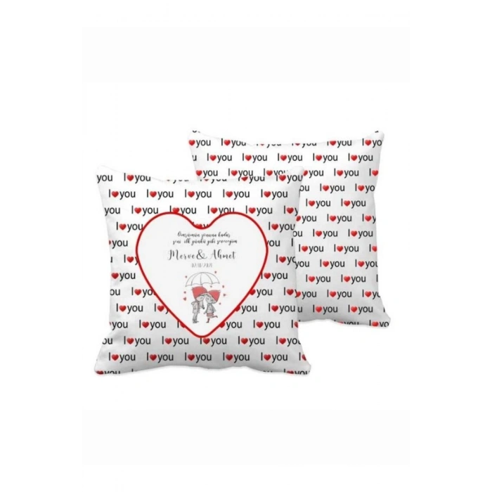 Kişiye Özel Yastık Kılıfı - Resimli Yastık Kılıfı - I Love You Yastık Kılıfı