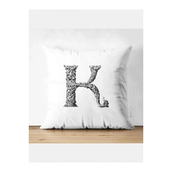 K Harfi Kırlent Kılıfı - K Harfli Yastık Kılıfı