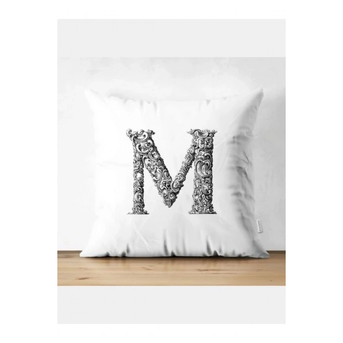M Harfi Kırlent Kılıfı - M Harfli Yastık Kılıfı