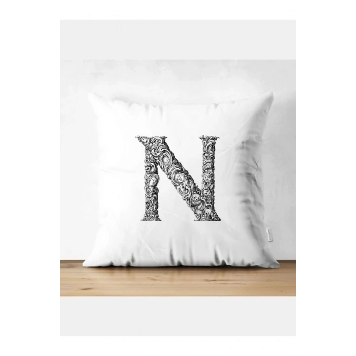 N Harfi Kırlent Kılıfı - N Harfli Yastık Kılıfı