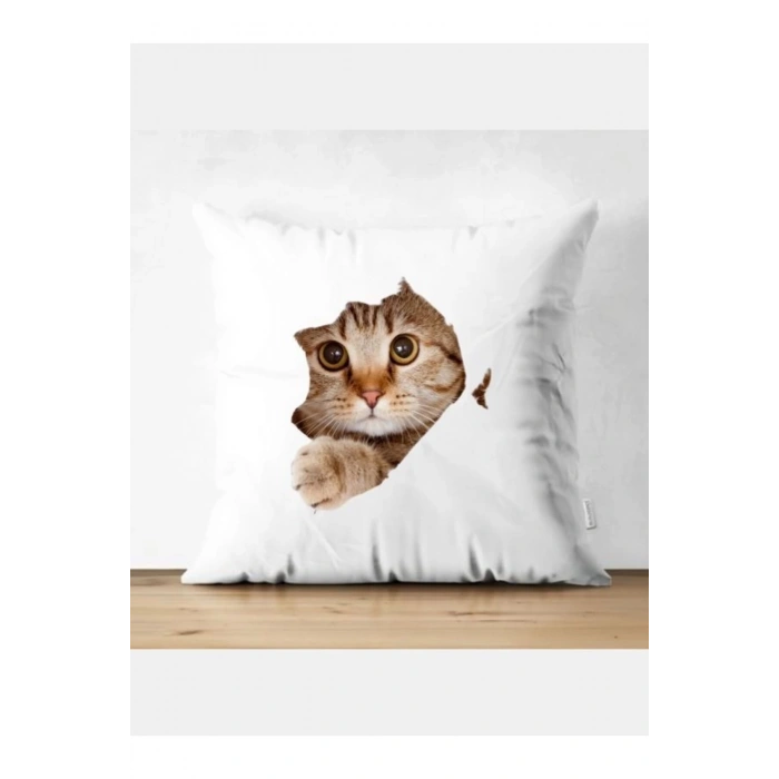 Kedi Model Kırlent Kılıfı - Kedi Yastık Kılıfı