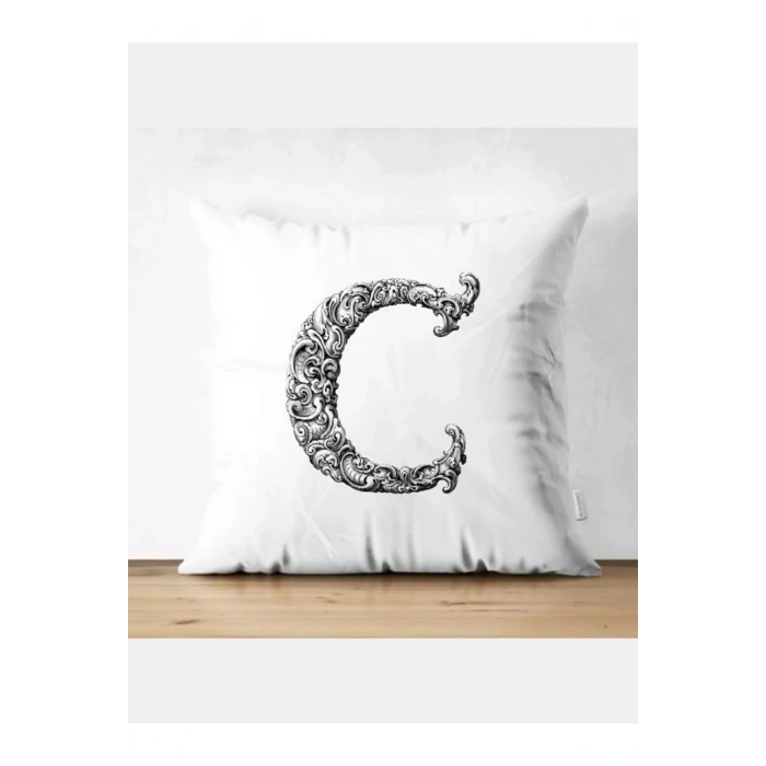 C Harfi Kırlent Kılıfı - C Harfli Yastık Kılıfı
