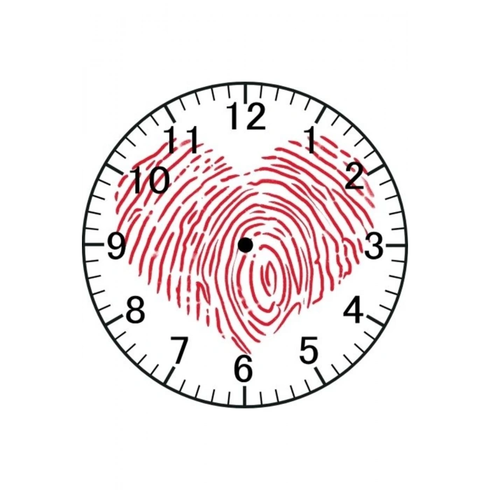 Parmak İzi Model Duvar Saati - Kalpli Saat