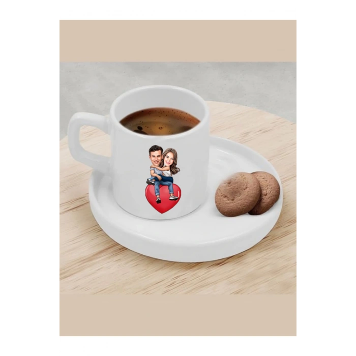 Kişiye Özel Türk Kahvesi Fincanı Karikatür Sevgili Fincanı