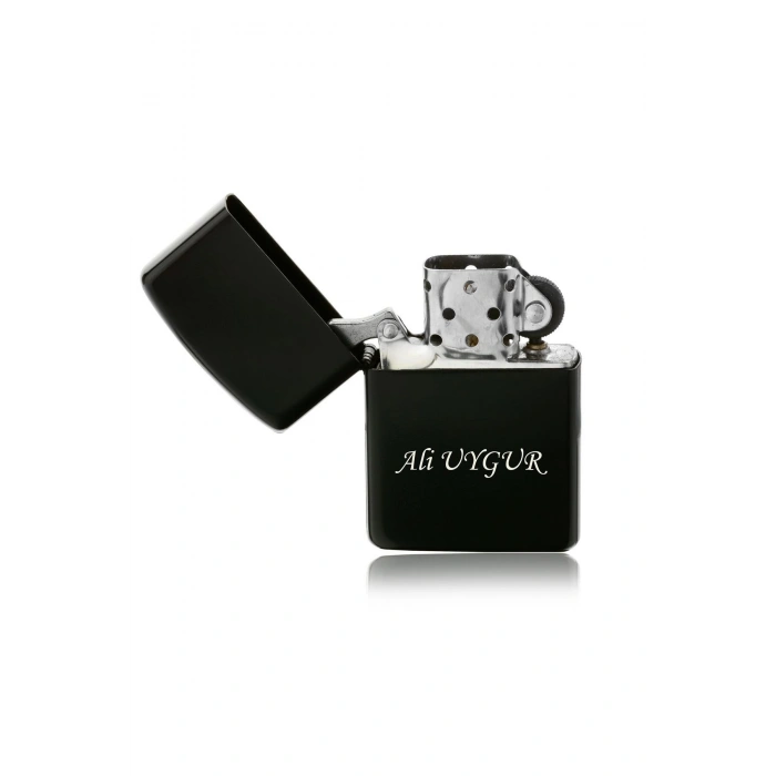 Kişiye Özel Siyah Çakmak - İsim Yazılı Çakmak - Babalar Günü Hediyesi Çakmak