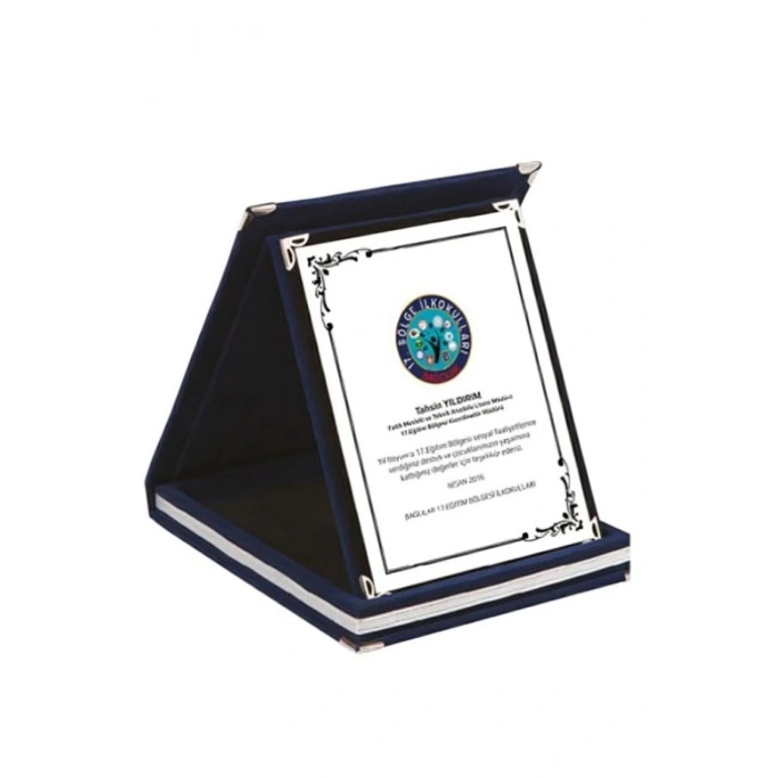 Kişiye Özel Plaket - Kişiye Özel Kadife Plaket - Lacivert Plaket - Büyük Boy Plaket ( 16 X 21 )